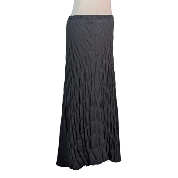 DKNY Black Textured Maxi Skirt Size Small Minimalist Y2K Boho Elastic Waist - Picture 3 of 6